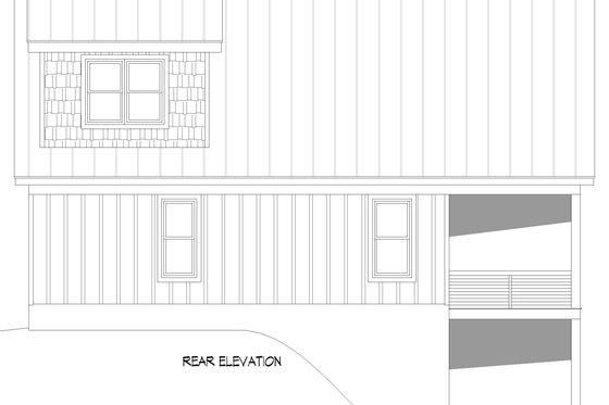 Exterior - Rear Elevation for Farmhouse House Plan #932-1153 - 2 bed, 2 bath