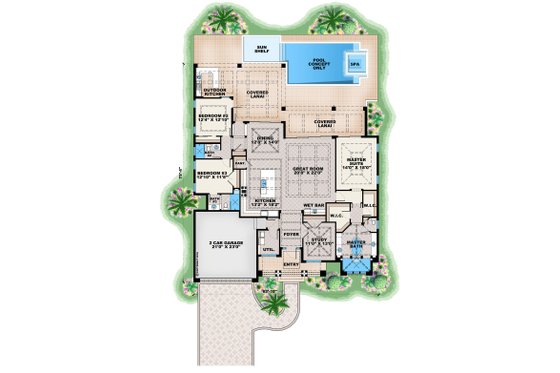 Floor Plan - Main Floor for Contemporary House Plan #27-551 - 3 bed, 3 bath