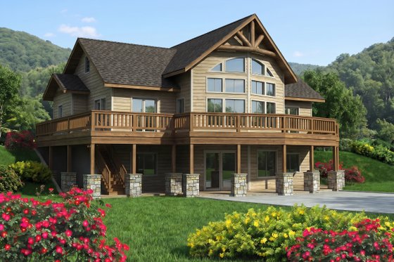 Exterior - Front Elevation for Craftsman House Plan #117-1102 - 3 bed, 2 bath