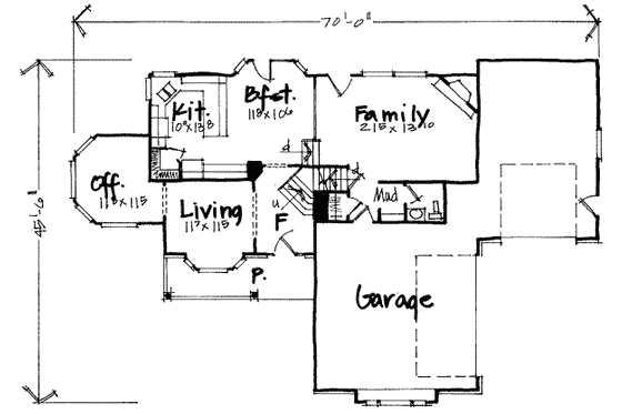 Floor Plan - Main Floor for European House Plan #308-215 - 4 bed, 2.5 bath