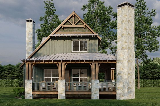 Exterior - Rear Elevation for Country House Plan #17-2434 - 3 bed, 2 bath