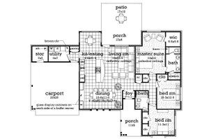 Floor Plan - Main Floor for Ranch House Plan #45-576 - 3 bed, 2 bath