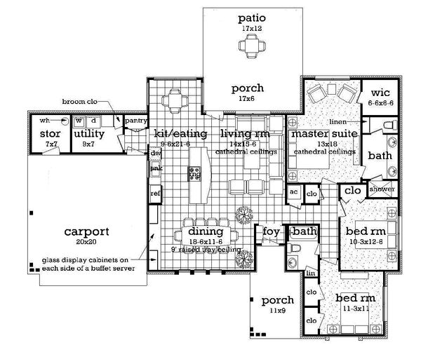 House Design - Ranch Floor Plan - Main Floor Plan #45-576
