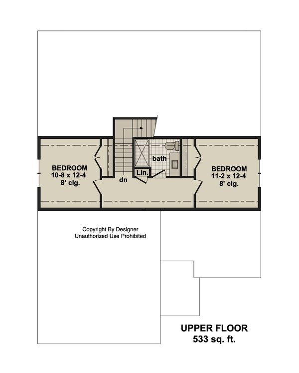 House Blueprint - Floor Plan - Upper Floor for Craftsman House Plan #51-1540 - 3 bed, 2.5 bath