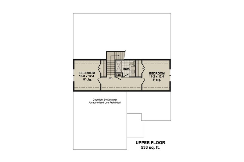 House Blueprint - Floor Plan - Upper Floor for Craftsman House Plan #51-1540 - 3 bed, 2.5 bath
