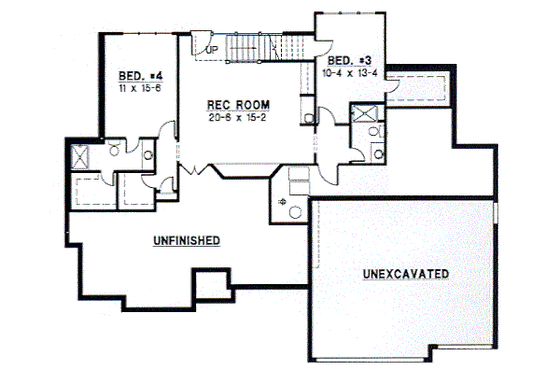 Floor Plan - Lower Floor for European House Plan #67-360 - 4 bed, 4 bath