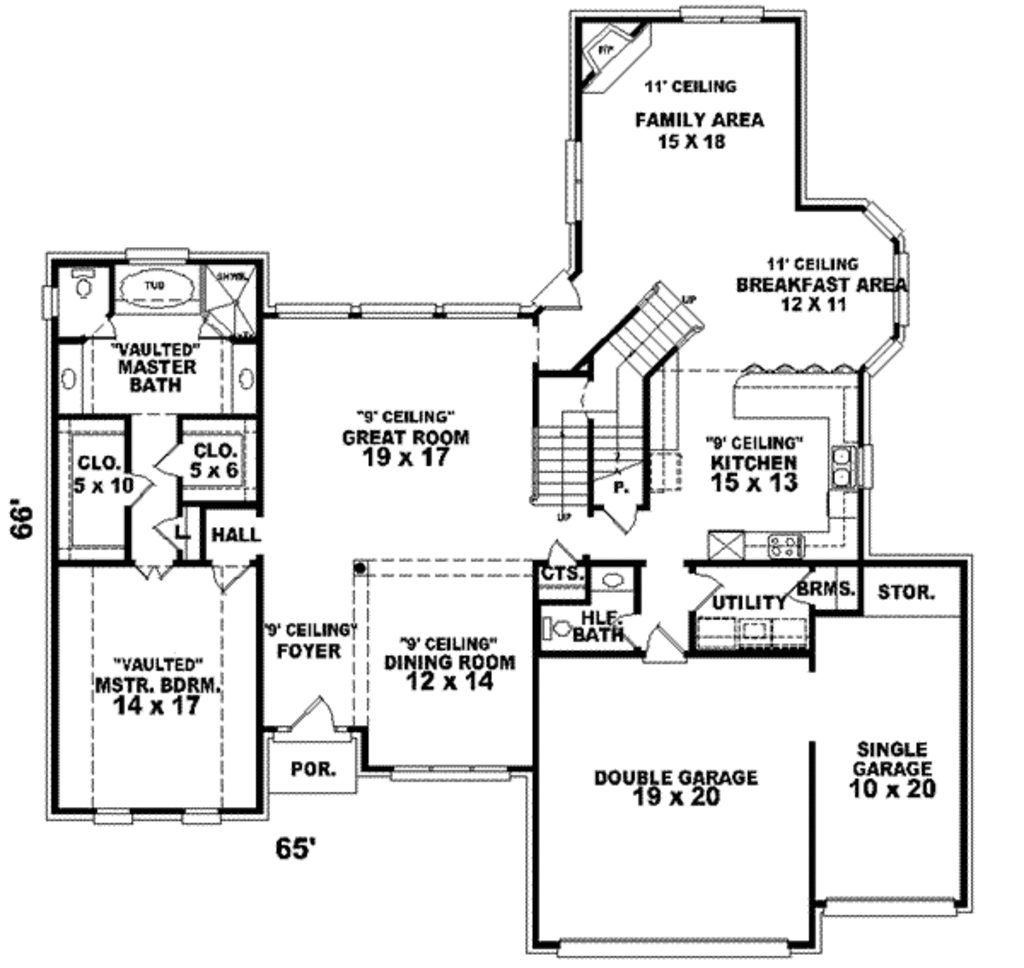 European Style House Plan - 4 Beds 3.5 Baths 3660 Sq/Ft Plan #81-572 ...