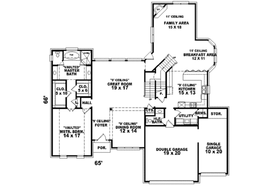 Floor Plan - Main Floor for European House Plan #81-572 - 4 bed, 3.5 bath