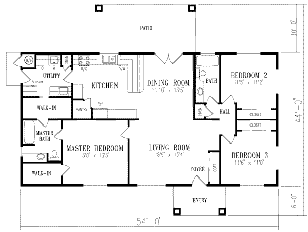 Ranch Floor Plan - Main Floor Plan #1-288