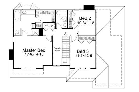 Floor Plan - Upper Floor for Traditional House Plan #57-452 - 3 bed, 2.5 bath