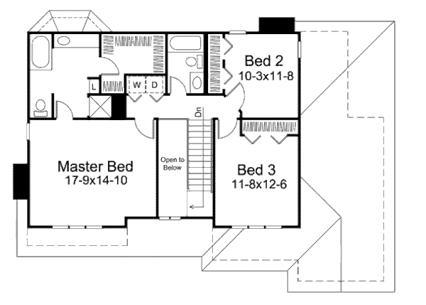 Traditional Floor Plan - Upper Floor Plan #57-452