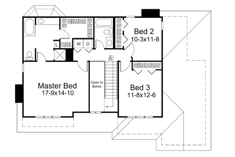 Architectural House Design - Floor Plan - Upper Floor for Traditional House Plan #57-452 - 3 bed, 2.5 bath
