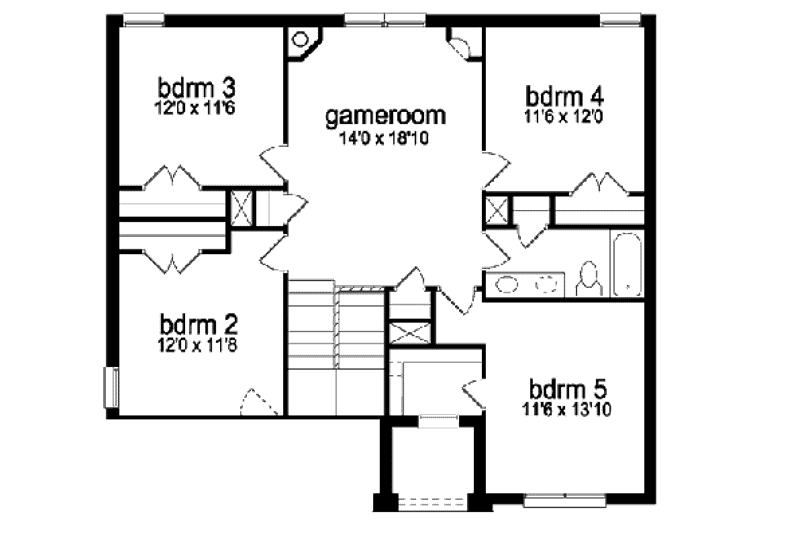 Home Plan - Floor Plan - Upper Floor for Traditional House Plan #84-374 - 5 bed, 2.5 bath