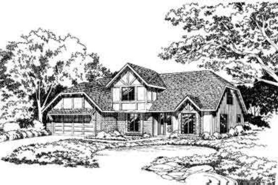 Exterior - Front Elevation for European House Plan #312-104 - 4 bed, 2.5 bath