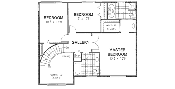 Traditional Floor Plan - Upper Floor Plan #18-8971