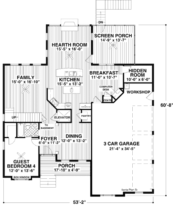 Craftsman Floor Plan - Main Floor Plan #56-560