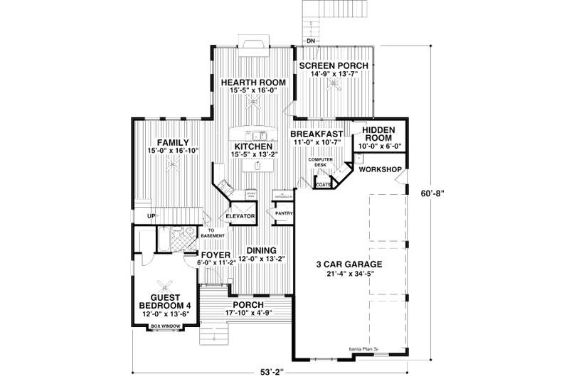Dream House Plan - Floor Plan - Main Floor for Craftsman House Plan #56-560 - 4 bed, 4 bath