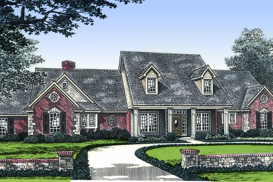 Exterior - Front Elevation for Country House Plan #310-497 - 4 bed, 3.5 bath