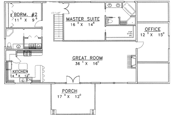 Floor Plan - Main Floor for Traditional House Plan #117-381 - 3 bed, 3 bath
