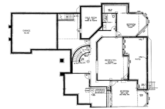 Floor Plan - Lower Floor for Mediterranean House Plan #18-173 - 4 bed, 3 bath