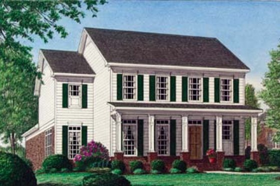 Exterior - Front Elevation for Colonial House Plan #34-143 - 3 bed, 2.5 bath
