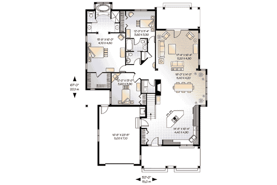 Floor Plan - Main Floor for Country House Plan #23-404 - 3 bed, 2.5 bath