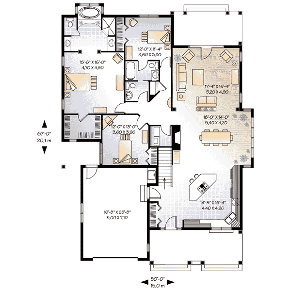 Architectural House Design - Country Floor Plan - Main Floor Plan #23-404