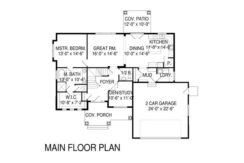 House Blueprint - Floor Plan - Main Floor for Traditional House Plan #920-11 - 6 bed, 3.5 bath