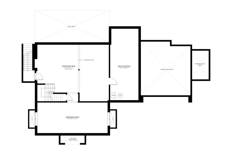 House Blueprint - Floor Plan - Lower Floor for Farmhouse House Plan #1114-97 - 4 bed, 3.5 bath