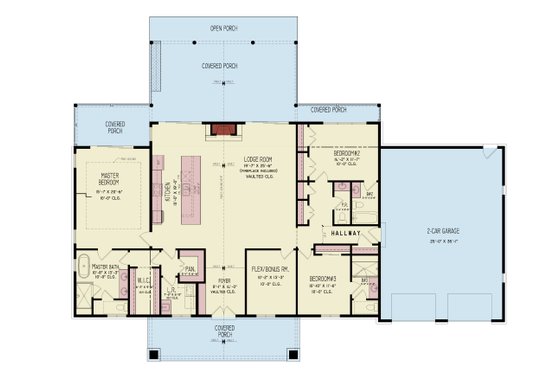 Floor Plan - Main Floor for Farmhouse House Plan #54-678 - 3 bed, 3.5 bath