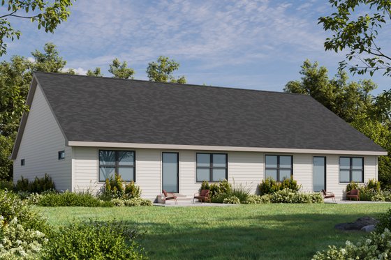 Exterior - Rear Elevation for Traditional House Plan #20-2605 - 2 bed, 2 bath