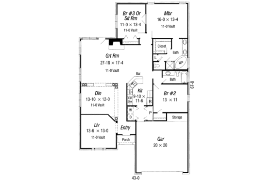 Floor Plan - Main Floor for Traditional House Plan #329-112 - 3 bed, 2 bath