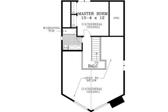 Floor Plan - Upper Floor for Cabin House Plan #3-104 - 3 bed, 2 bath
