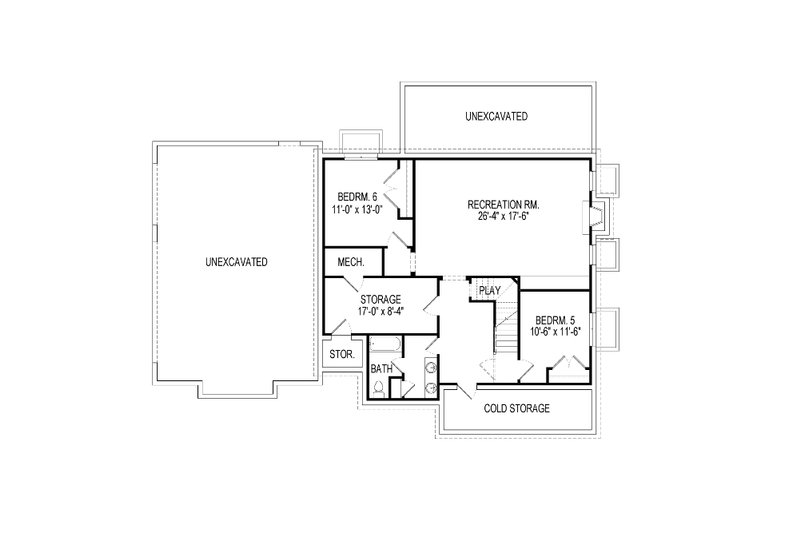 Architectural House Design - Floor Plan - Lower Floor for Craftsman House Plan #920-58 - 6 bed, 4.5 bath