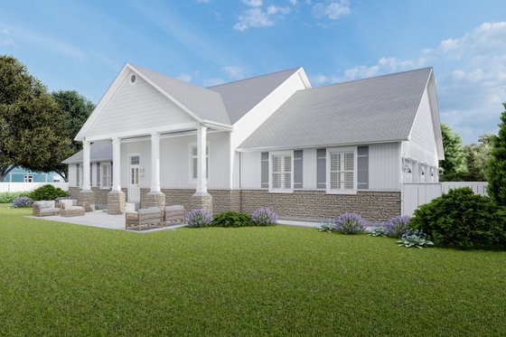 Exterior - Rear Elevation for Ranch House Plan #1060-23 - 4 bed, 2 bath