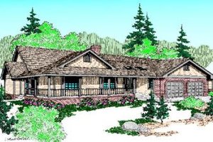 Ranch Exterior - Front Elevation Plan #60-215