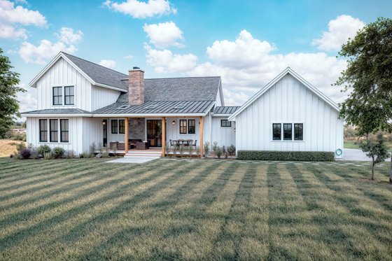 Exterior - Rear Elevation for Farmhouse House Plan #1099-1 - 4 bed, 3.5 bath