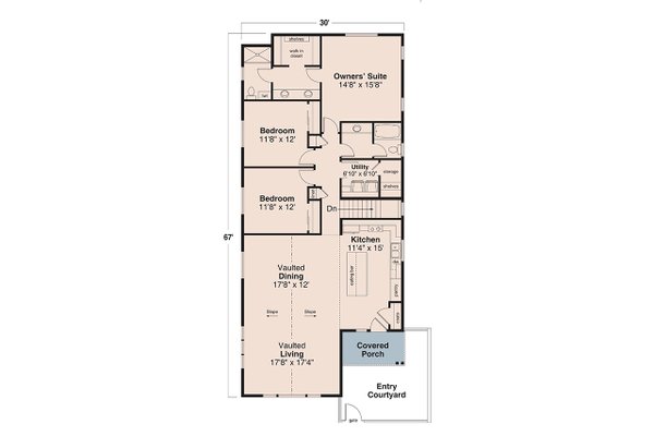 Craftsman Floor Plan - Main Floor Plan #124-1391