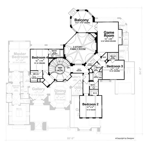 Home Plan - Mediterranean Floor Plan - Upper Floor Plan #20-2157