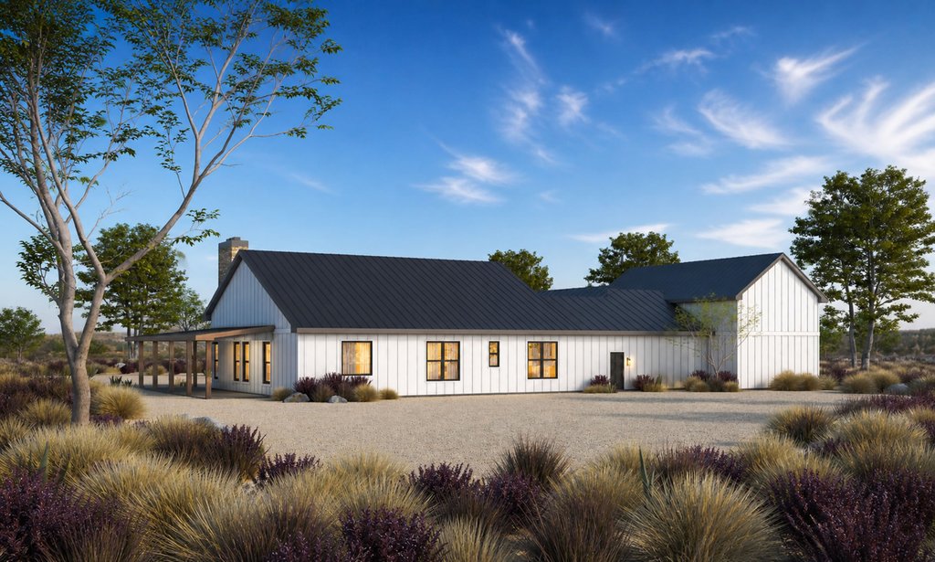 Exterior - Front Elevation 5 for Barndominium House Plan #20-2556 - 3 bed, 2.5 bath