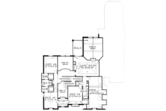 Floor Plan - Upper Floor for European House Plan #141-139 - 5 bed, 4.5 bath