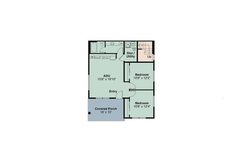 Architectural House Design - Floor Plan - Lower Floor for Prairie House Plan #124-1405 - 3 bed, 2.5 bath