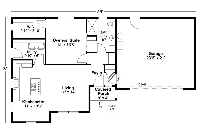 Dream House Plan - Floor Plan - Main Floor for Country House Plan #124-1170 - 1 bed, 1 bath