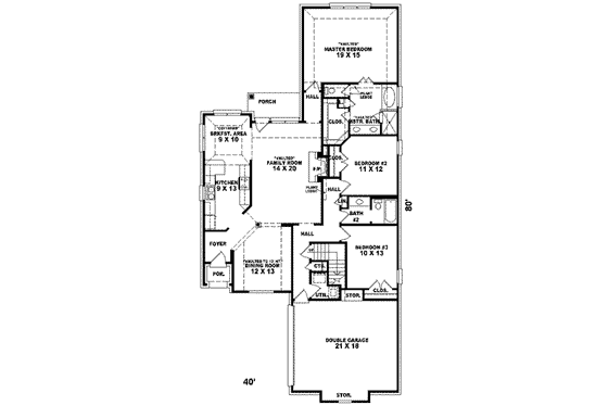 Floor Plan - Main Floor for European House Plan #81-925 - 3 bed, 2 bath