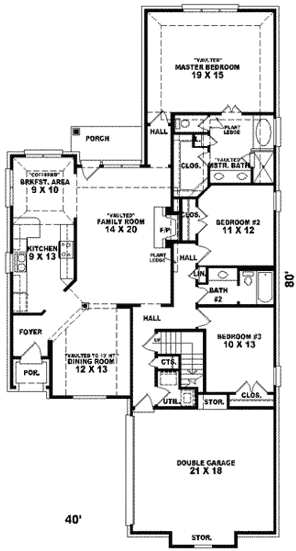 Floor Plan - Main Floor for European House Plan #81-925 - 3 bed, 2 bath