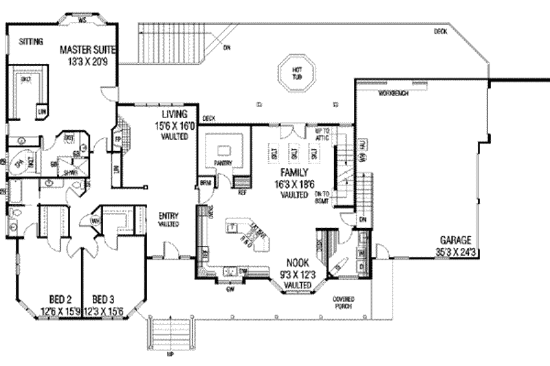 Home Plan - Floor Plan - Main Floor for Country House Plan #60-628 - 3 bed, 2.5 bath