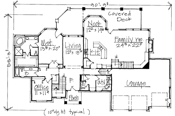Floor Plan - Main Floor for European House Plan #308-184 - 6 bed, 4.5 bath