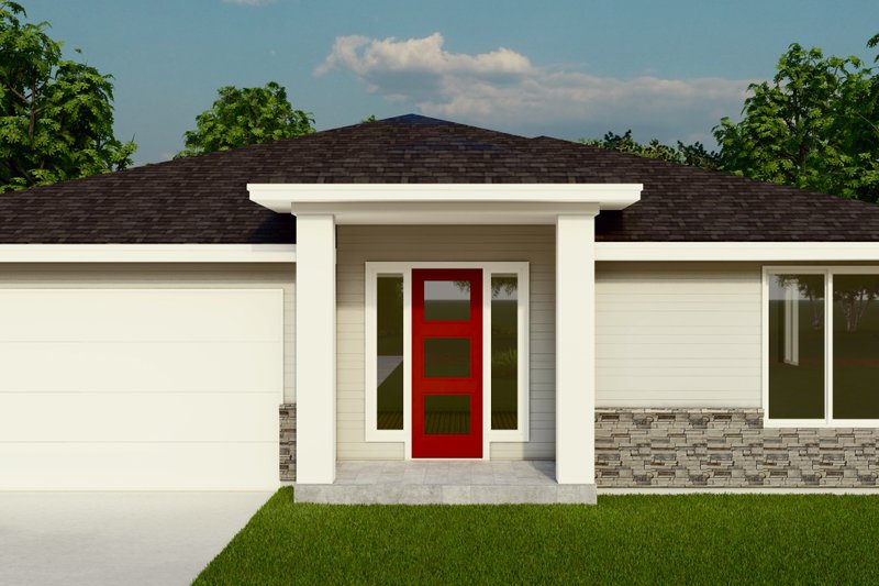Architectural House Design - Prairie Exterior - Front Elevation Plan #53-720