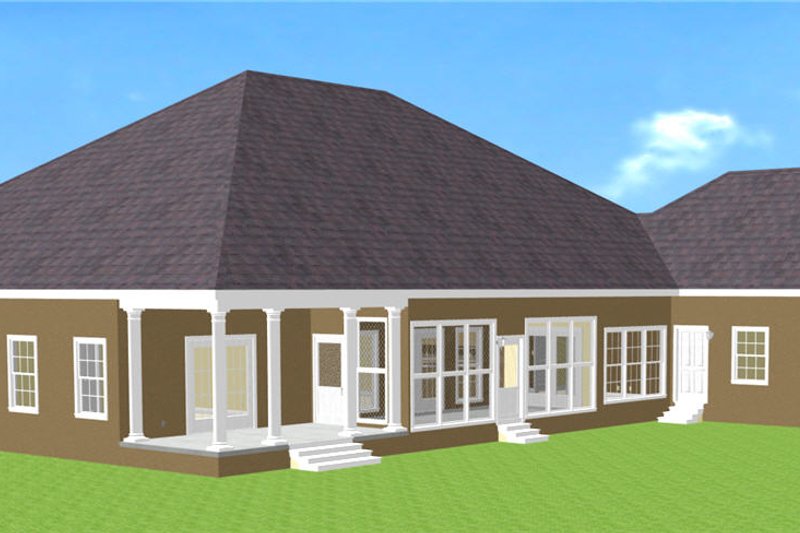 Home Plan - Exterior - Rear Elevation for Southern House Plan #44-127 - 3 bed, 3 bath