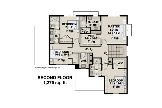 Floor Plan - Upper Floor for Traditional House Plan #51-1198 - 4 bed, 3.5 bath